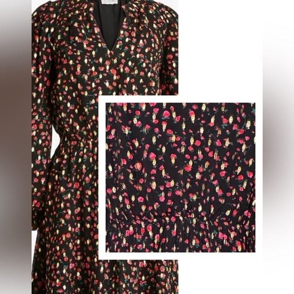 J.Crew Ruffleneck Mini Dress Metallic Rose Pattern Elastic Waist Size 12 - Picture 1 of 11